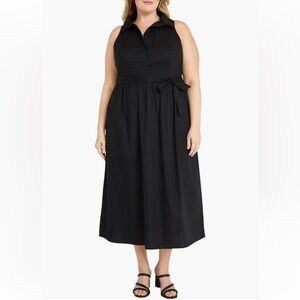 Maggy London Tie Waist Sleeveless Stretch Shirtdress